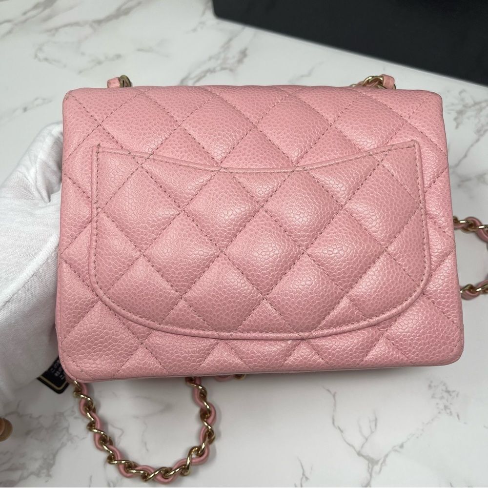 Chanel Vintage Sakura Pink CC Mini Square Classic Flap Quilted Bag - Picture 4 of 17